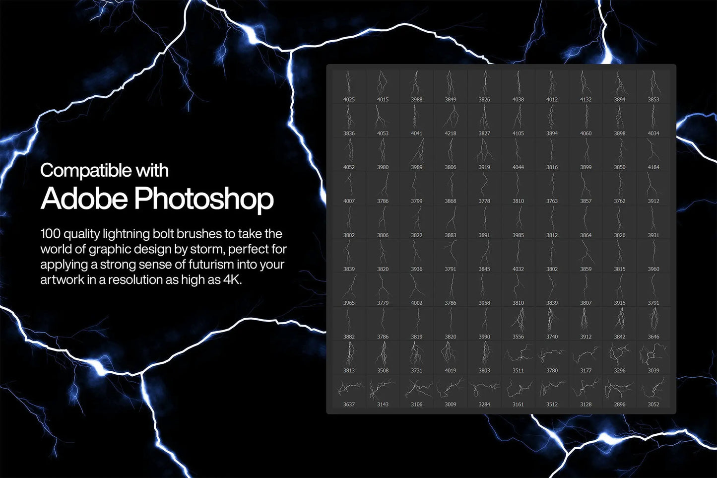 100 Lightning Bolt Photoshop Brushes Handsign.Studio