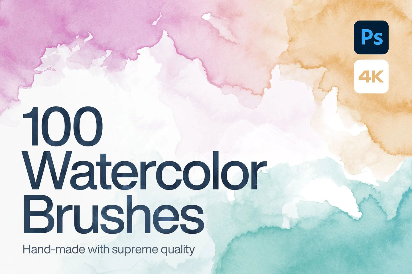 100 Watercolor Photoshop Brushes Handsign.Studio