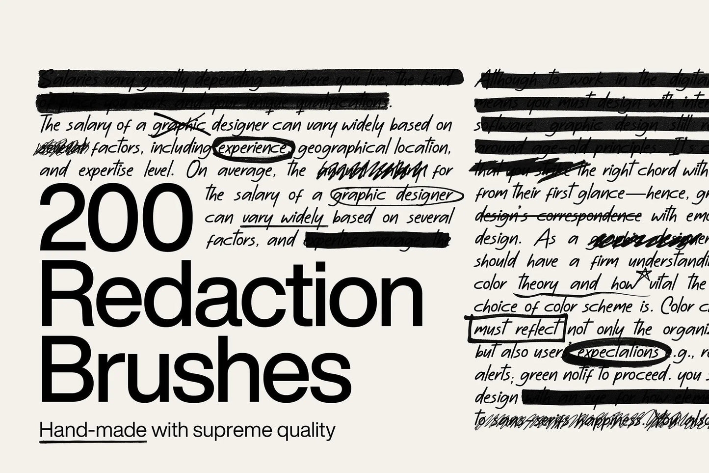 200+ Redaction Photoshop Brushes Handsign.Studio