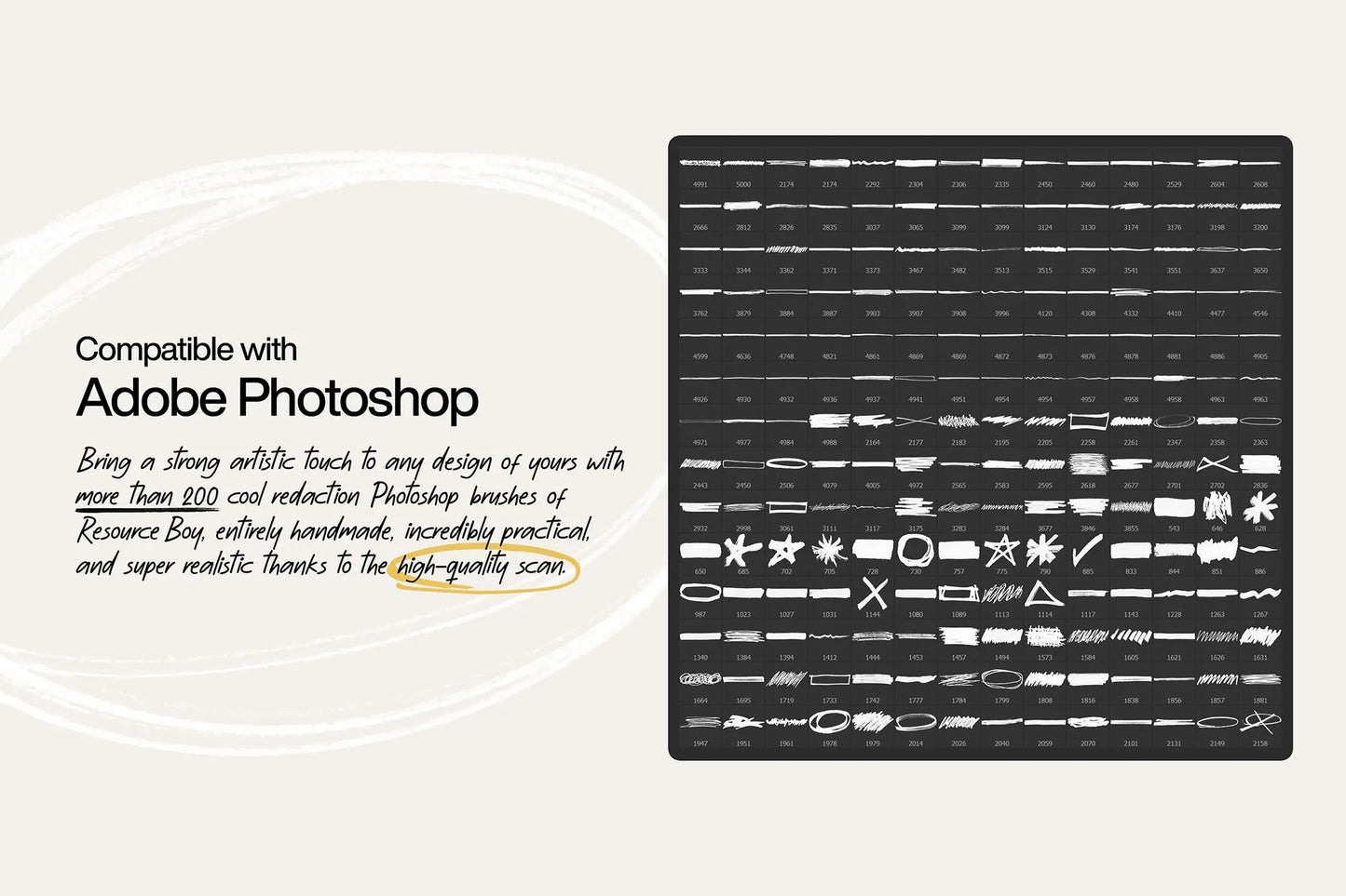 200+ Redaction Photoshop Brushes Handsign.Studio