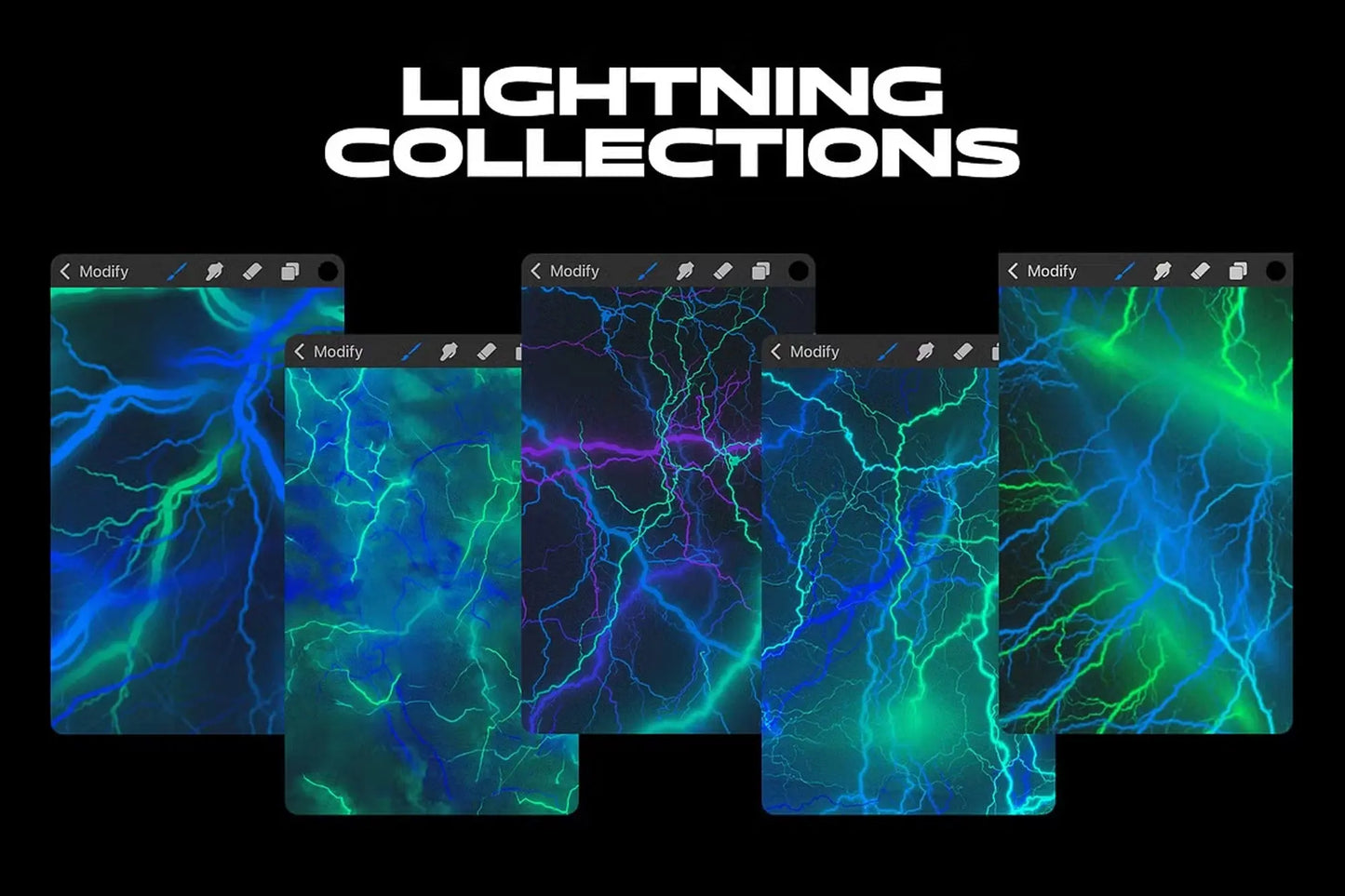 20 Procreate Lightning Brushes Handsign.Studio