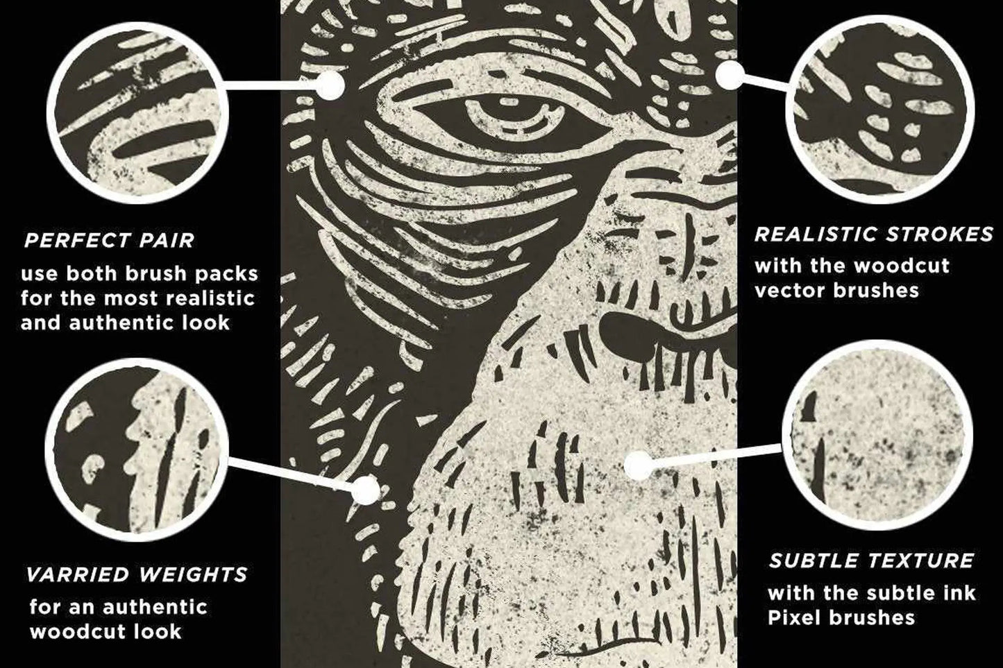 32 Woodcut Brush Kit Handsign.Studio
