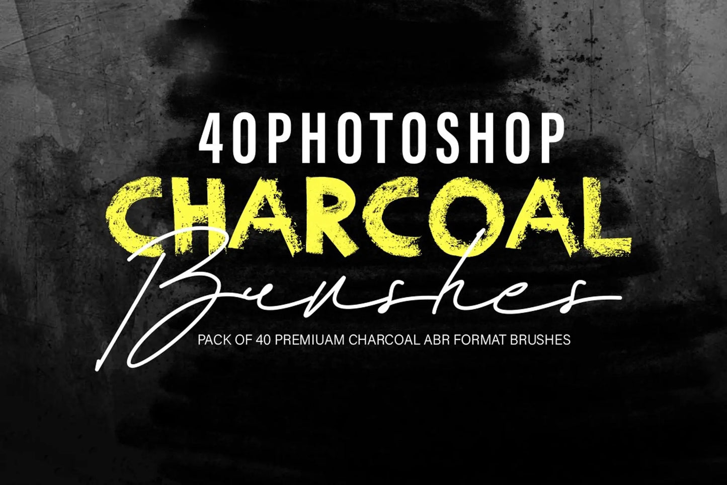 40 Charcoal Photoshop Brushes Handsign.Studio
