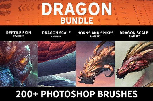 200 Dragon Scale Pattern Effects Brush Set