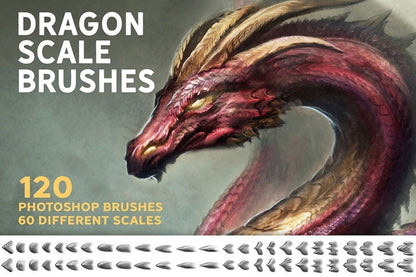 200 Dragon Scale Pattern Effects Brush Set