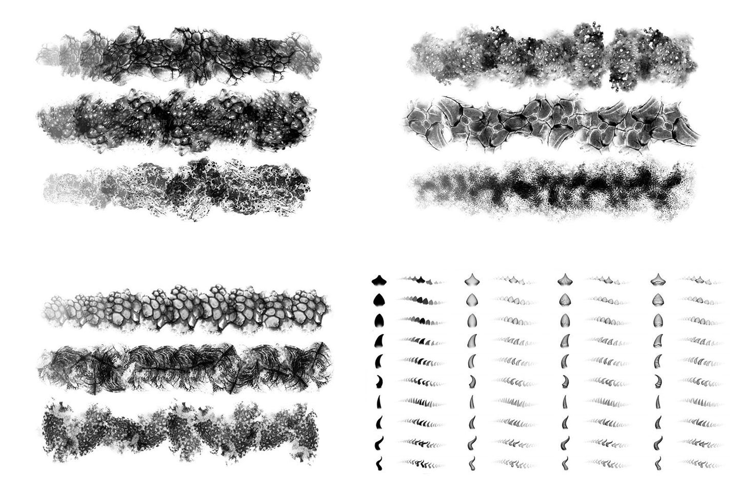 200 Dragon Scale Pattern Effects Brush Set