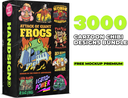 3000 Cartoon Chibi Designs Bundle