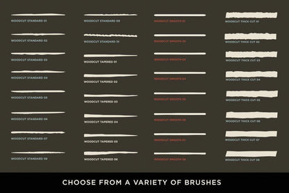 32 Woodcut Brush Kit