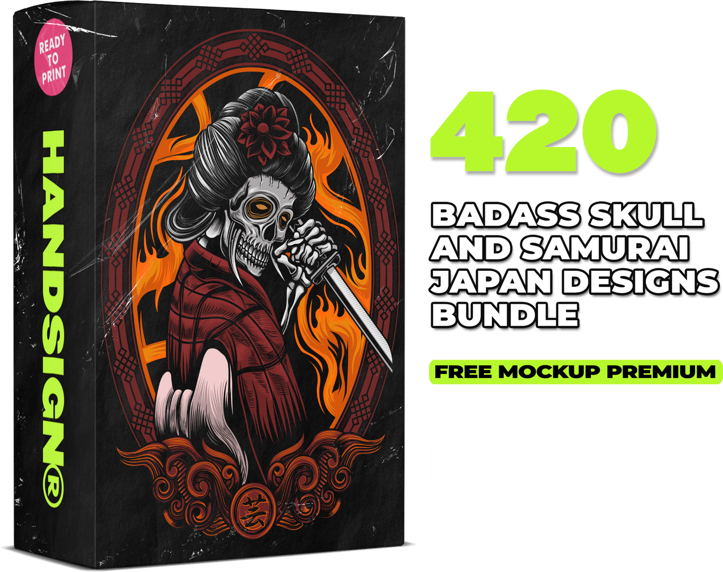 420 Badass Skull & Samurai Japan Designs Bundle