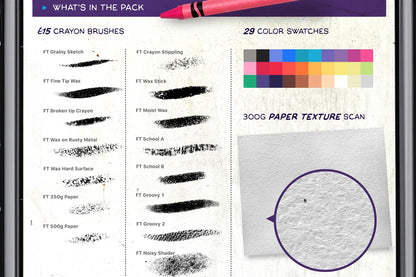 43 Crayon Procreate Brush Pack