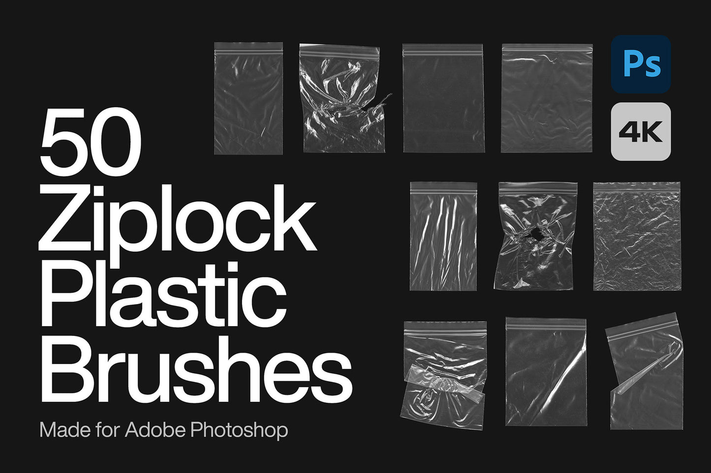 50 Ziplock Plastic Bag Photoshop Brushes