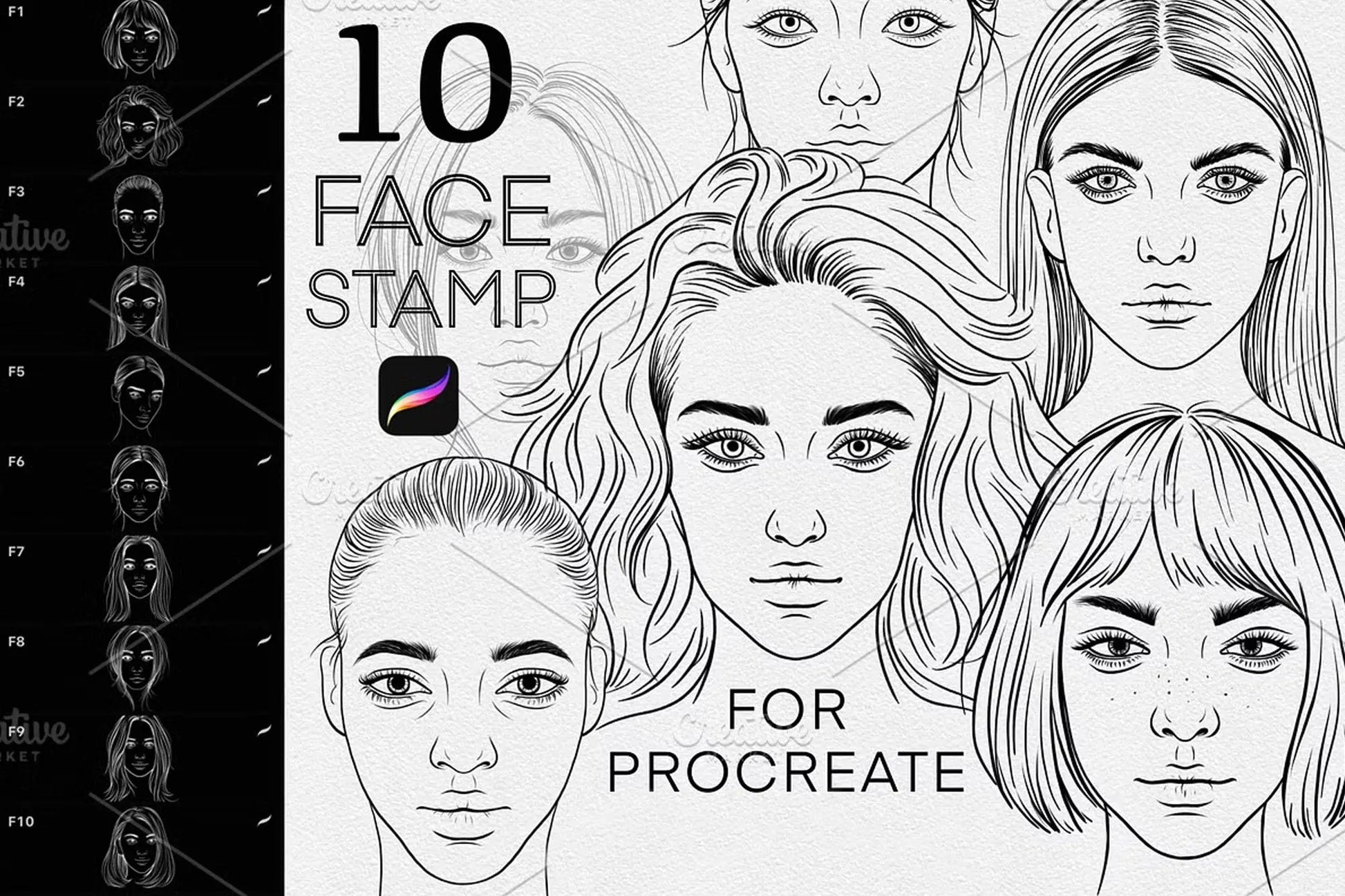 Face Stamp Brushes Procreate Handsign.Studio