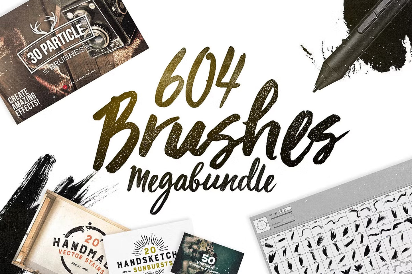 604 Photoshop Brushes Megabundle