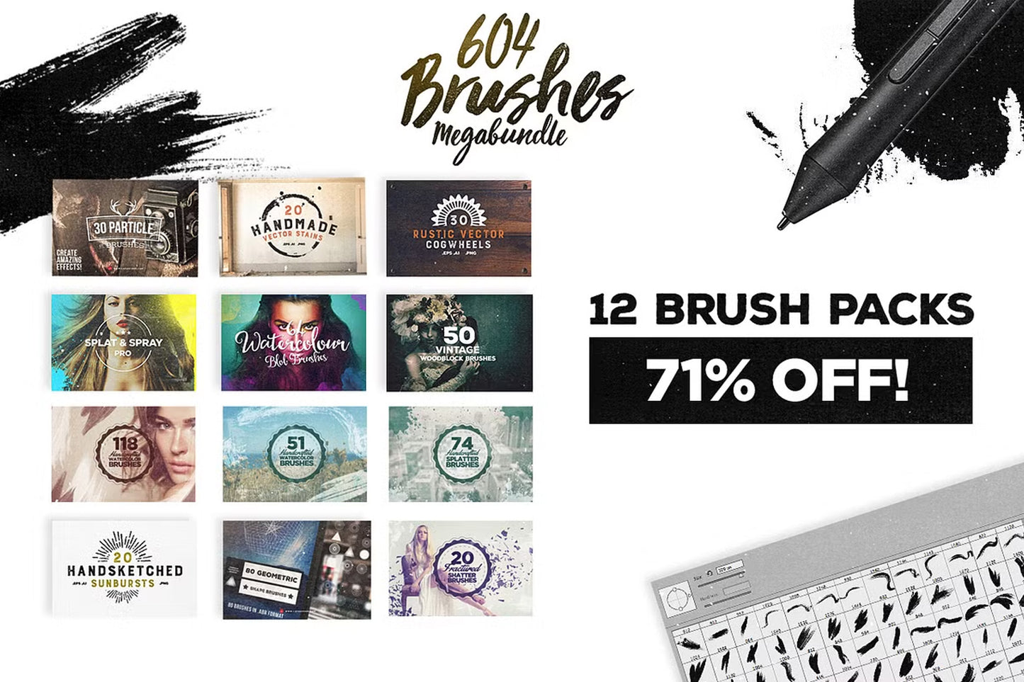 604 Photoshop Brushes Megabundle