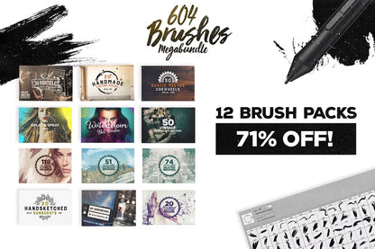 604 Photoshop Brushes Megabundle