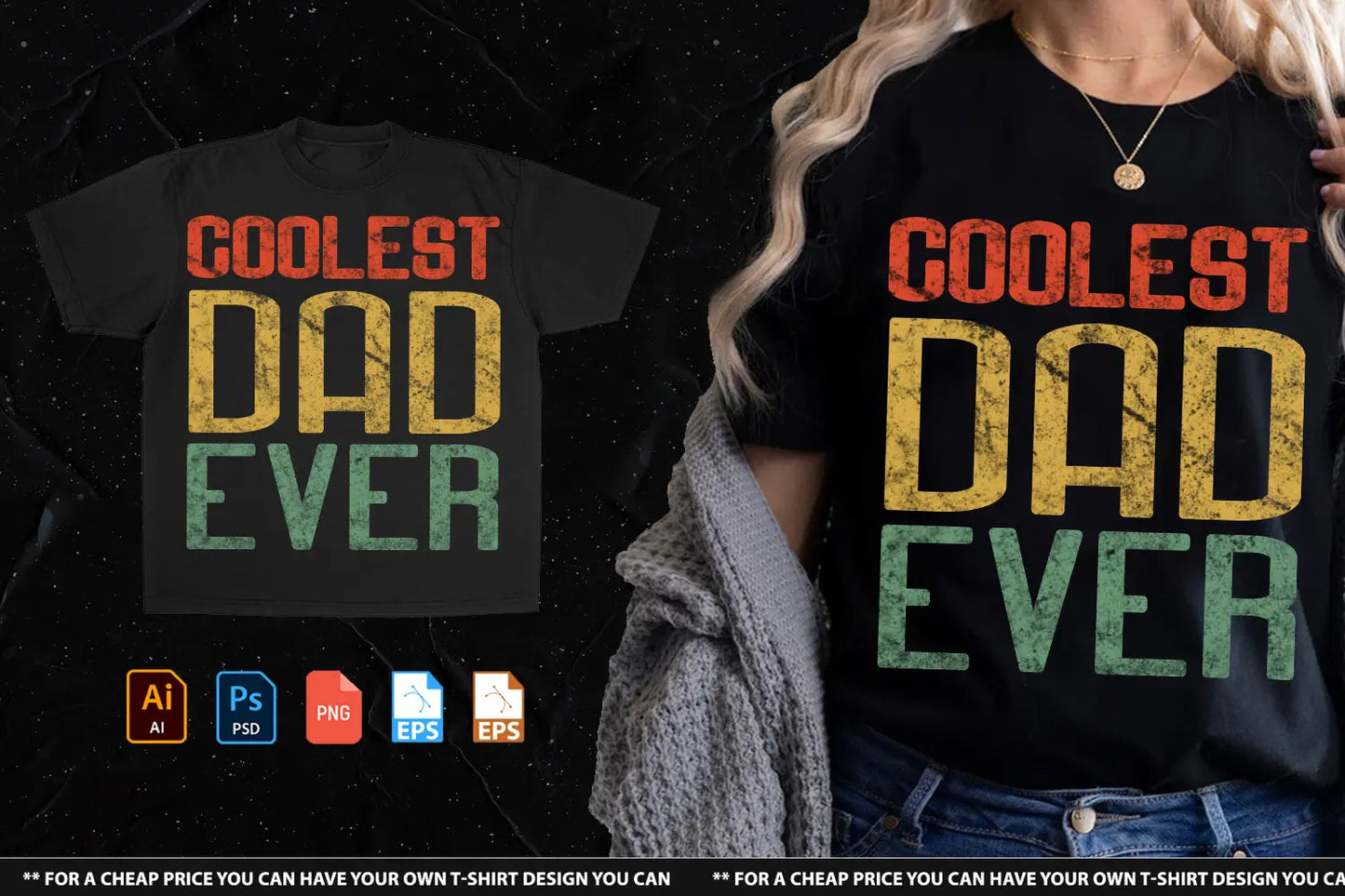Coolest Dad Ever Tshirt Design Handsign.Studio