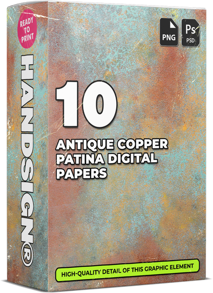 10 Antique Copper Patina Digital Papers Designs