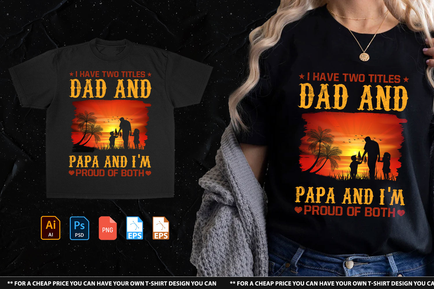 Dad And Papa Proud Of Tshirt Design Handsign.Studio