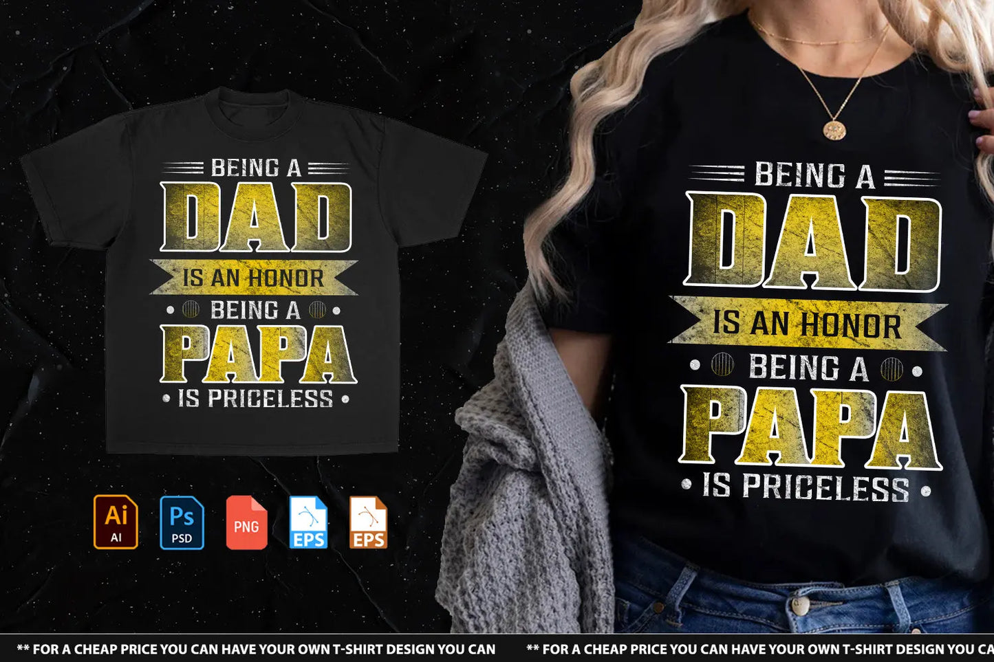 Dad Is A Honor Tshirt Design Handsign.Studio