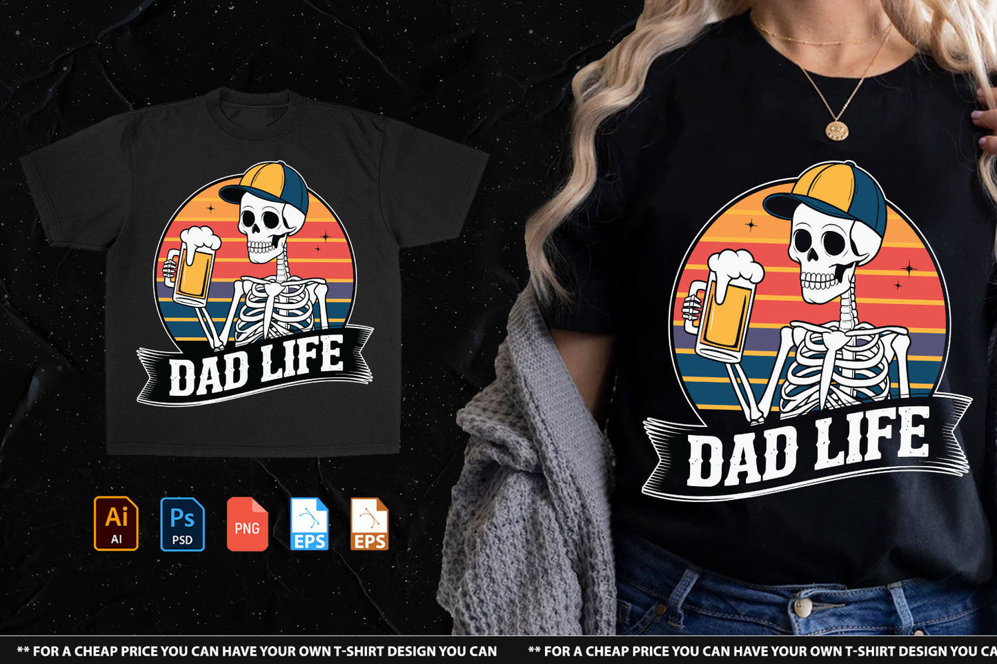 Dad Life Tshirt Design Handsign.Studio