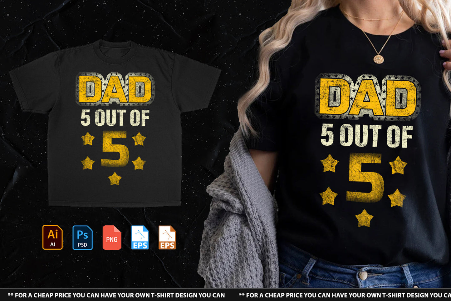Dad Out Of Tshirt Design Handsign.Studio