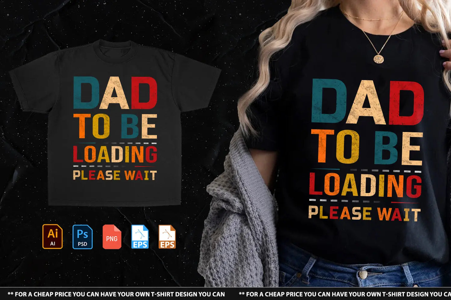 Dad To Be Loading Please Tshirt Design Handsign.Studio