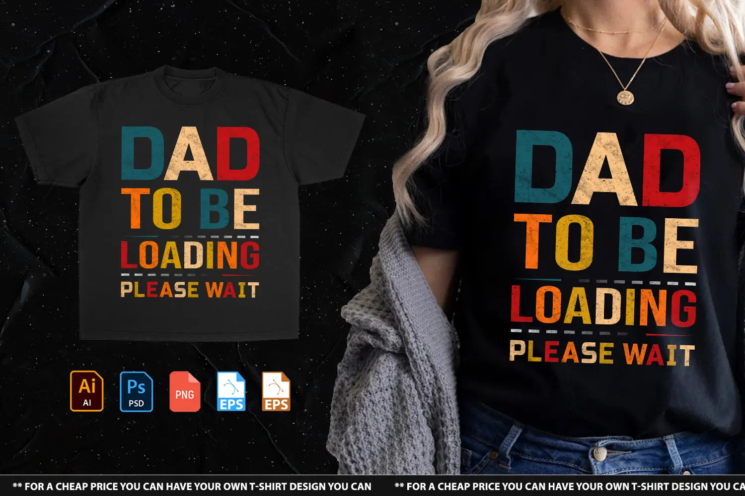 Dad To Be Loading Please Tshirt Design Handsign.Studio