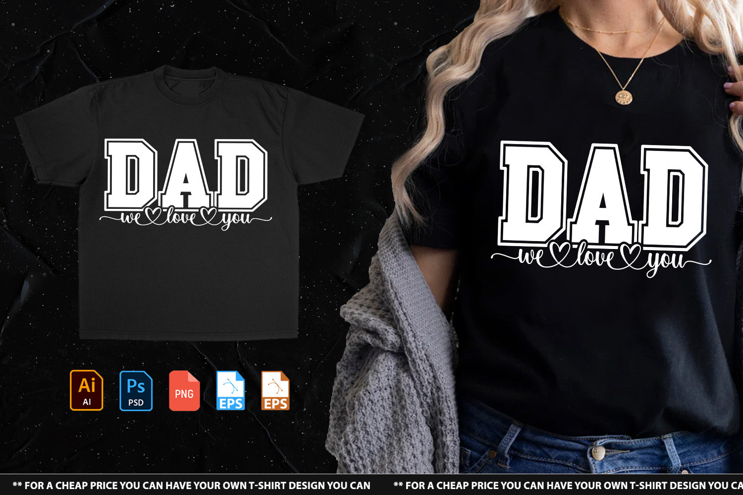 Dad We Love You Tshirt Design Handsign.Studio