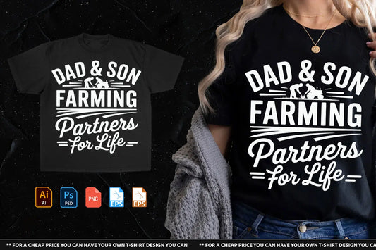 Dad & Son Farming  Partners For Life Tshirt Design Handsign.Studio