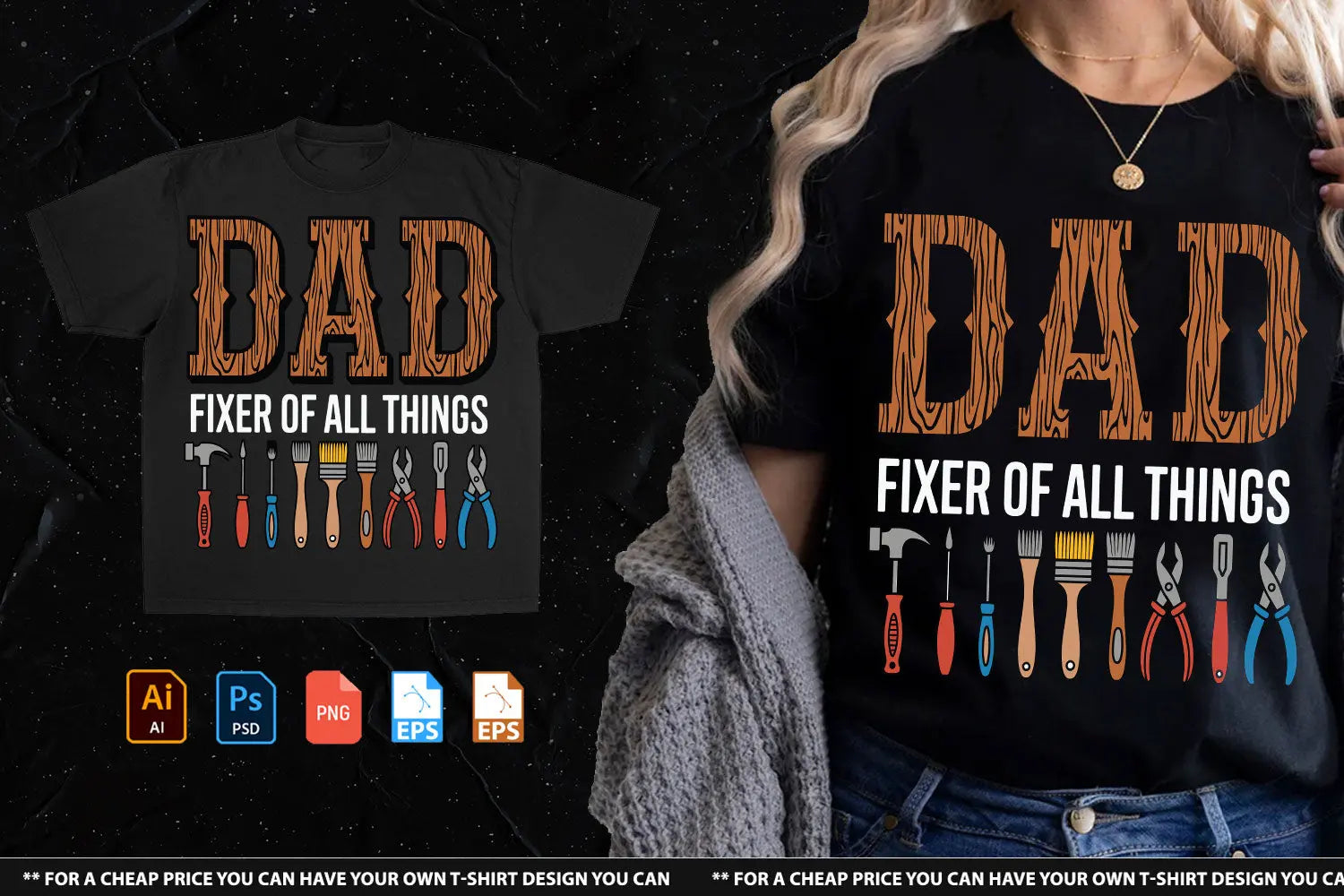 Dad, Fixer Of All ThingsTshirt Design Handsign.Studio