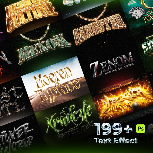 199+ Editable 3D Photoshop Texts Effects Bundle