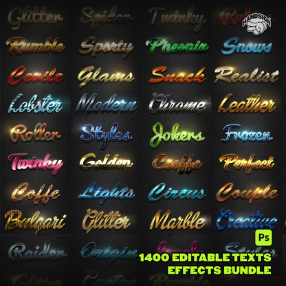 1400 Editable Photoshop Texts Effects Bundle