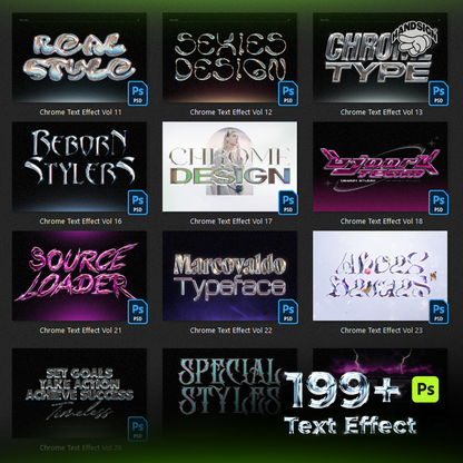 199+ Editable 3D Photoshop Texts Effects Bundle