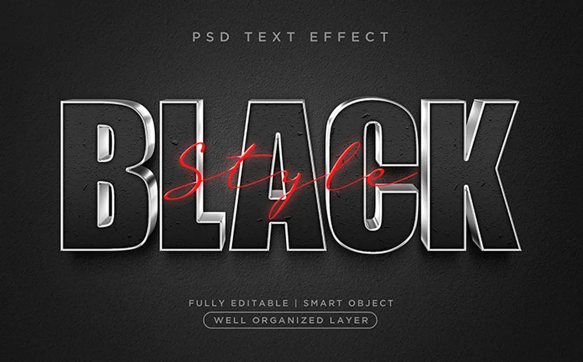 Vol.31 3D Style Black Style Text Effect Handsign.Studio Handsign.Studio