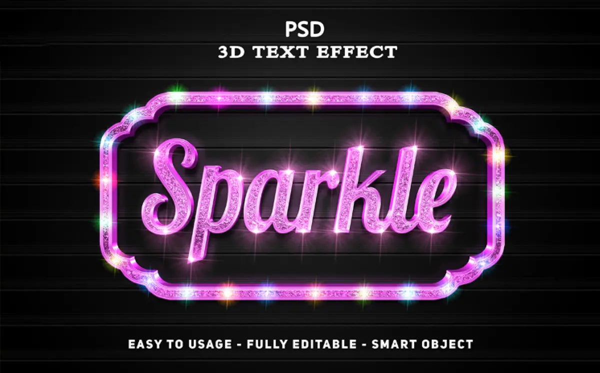 Vol.40 3D Text Effect PSD in Luxurious Pink Bling Bling Style Handsign.Studio Handsign.Studio