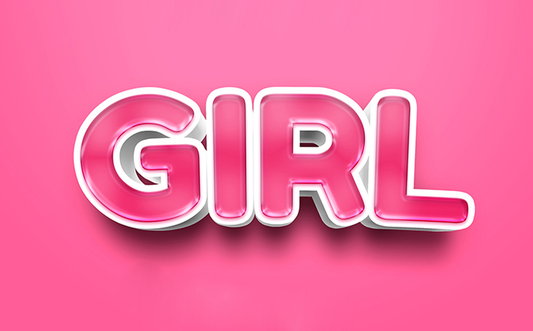 Vol.64 3D Text Effect PSD in pink with a two-layer embossed style for Photoshop Handsign.Studio