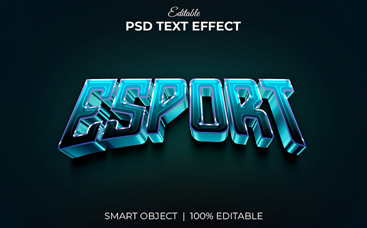 Vol.71 Bold Sports 3D Text Effect PSD in Blue and Silver for Photoshop Handsign.Studio