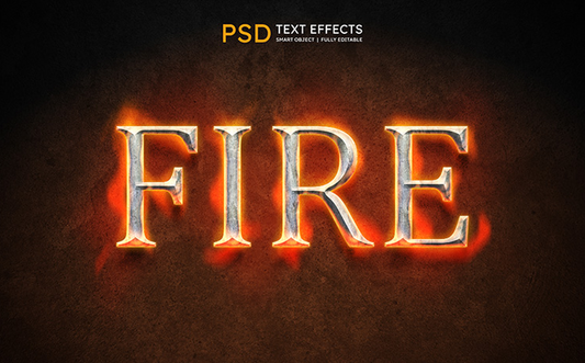 Vol.74 3D metallic text effect PSD with red glow and fire effect Handsign.Studio