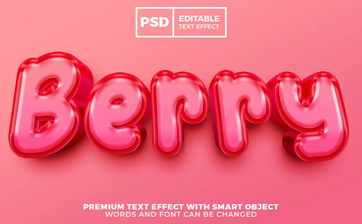 Vol.77 Fresh Berry 3D Editable Text Effect Style Premium PSD Handsign.Studio Handsign.Studio