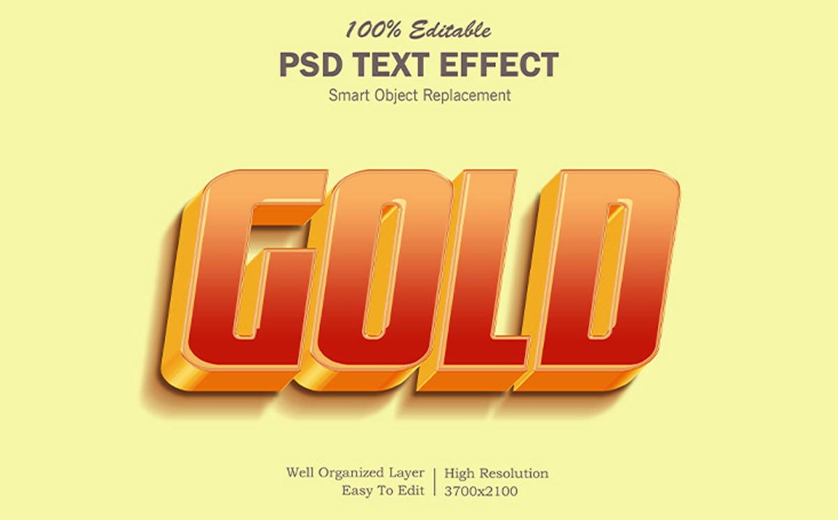 Vol.83 3d Text Effect PSD in Brick Red With Embossed Gold Outline Handsign.Studio