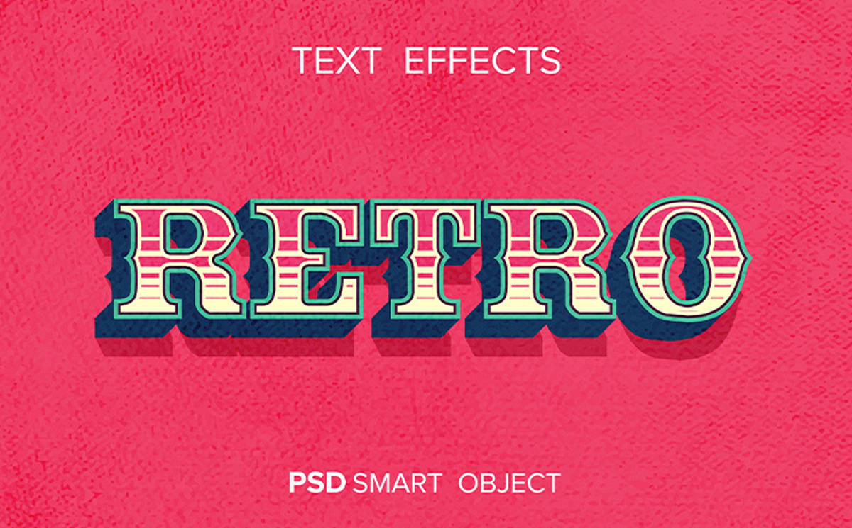 Vol.88 3D text effect PSD in light yellow, red, with retro blue outline Handsign.Studio