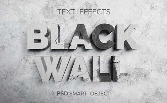 Vol.95 3D Text Effect PSD In Bold Gray And Black Handsign.Studio