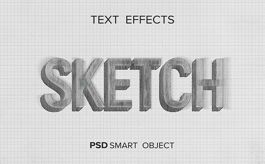 Vol.98 3D Text Effect PSD in Black With Pencil Sketch Effect Handsign.Studio