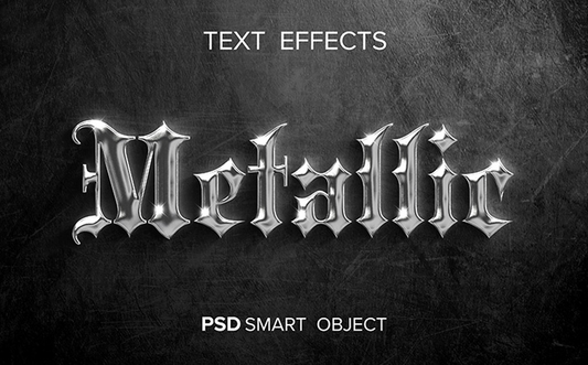 Vol.99 3D Text Effect PSD in Shiny Metallic Silver Handsign.Studio